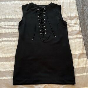 ENGLISH FACTORY Black lace up midi tank dress Size L